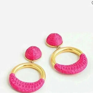 J Crew Faux-raffia-wrapped hoop earrings